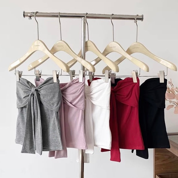 Rosette Wrap Built-In Bra Tube Top